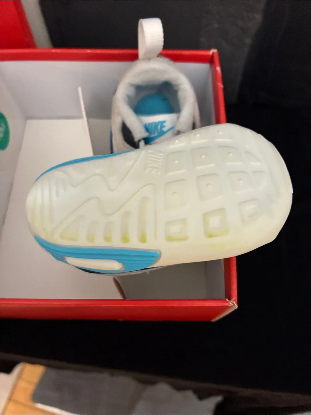 Nike Baby White & Teal Crib Sneakers